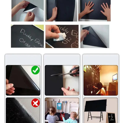 Blackboard Wallpaper Self Adhesive DIY Removable Reusable Erasable Chalkboard Sticker