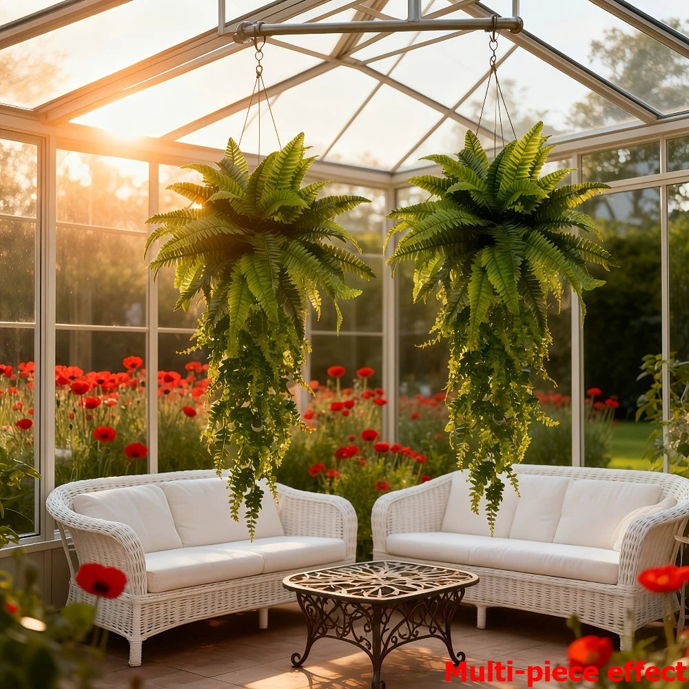 5PC Artificial Boston Fern&Hanging Plants Outdoor/Indoor Low-Maintenance Fake Foliage Suitable for Weddings, Garden, Patio Decor