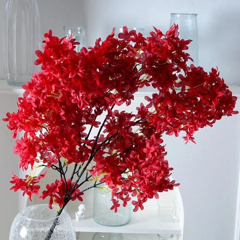 2/3Pack Large Artificial Cherry Blossom Plants | 95cm Realistic Red Flowers with Long Stems, Suitable for Indoor/Outdoor Decor