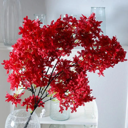 2/3Pack Large Artificial Cherry Blossom Plants | 95cm Realistic Red Flowers with Long Stems, Suitable for Indoor/Outdoor Decor