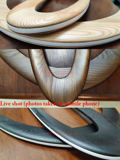 Modern U-shaped Wooden LED Pendant Lights Indoor Hanging Lamp Living Sitting Room Lobby Kitchen Island Dining Living Room Office