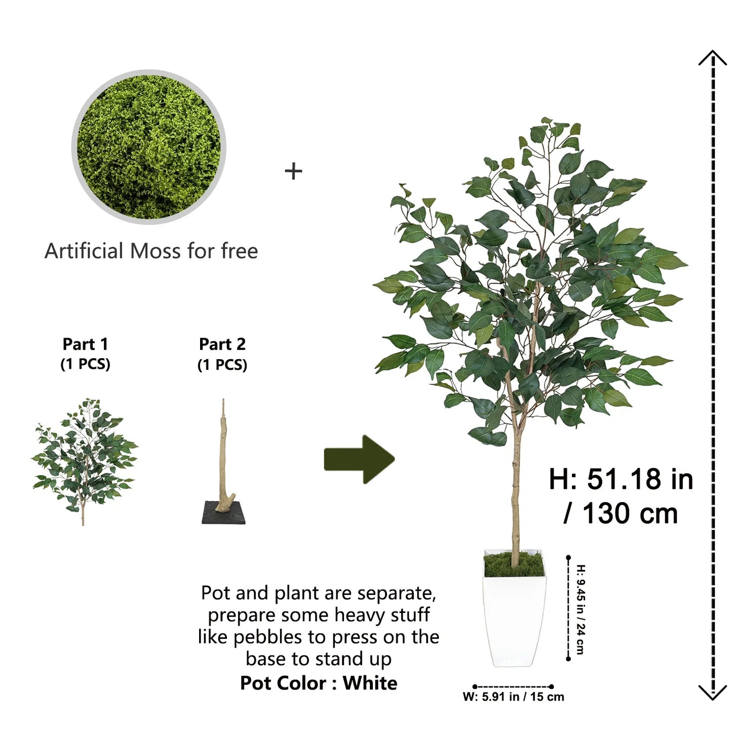 140-210cm Artificial Ficus Plant Banyan Tree Branch Indoor Outdoor Ornament Fake Plant for Home Balcony Living Room Decoration