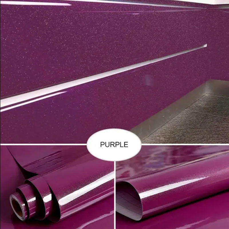 Cabinet Self-adhesive Paper Furniture Renovation Waterproof Thick Paint Wallpaper Pearlescent Wardrobe Solid Color PVC Wallpaper