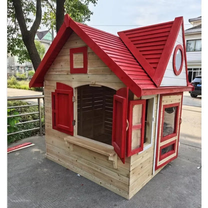 Outdoor Wooden Playhouse for Kids Courtyard Garden Park Decoration Animatronic Models Toddler's Playground Backyard Garden House