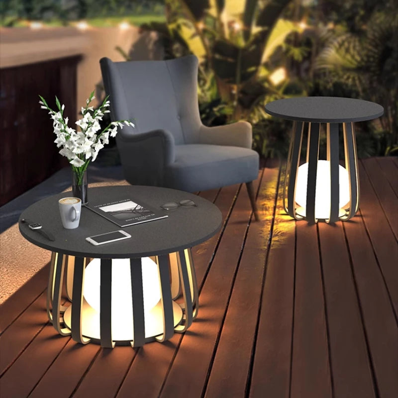 Solar waterproof courtyard outdoor table terrace floor-to-ceiling coffee table