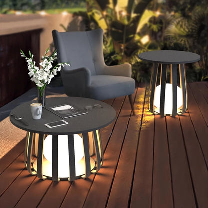 Solar waterproof courtyard outdoor table terrace floor-to-ceiling coffee table