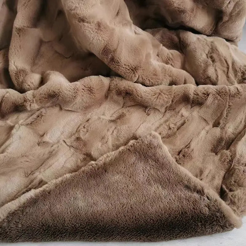 Faux Fur Mink Blankets Double Layers 100% Acrylic Soft Warm Thick Throw Sofa Bed Home Decoration Fleece Blankets