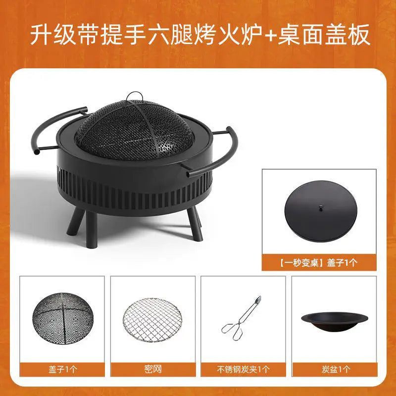 Charcoal Fire Pit Stove Patio Indoor Heating Brazier Household Carbon Furnace Outdoor Barbecue Grill Smokeless Coal Burner Tea
