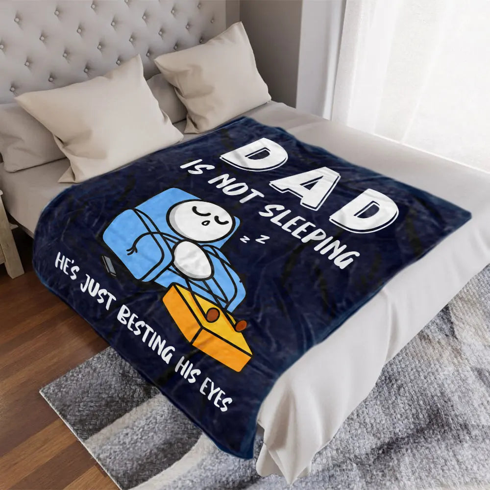 Dad's Besting His Eyes Blanket - Playful Cartoon Design, Soft Cosy Throw for Dad - Perfect for Lazy Afternoons, Home Decor, or G