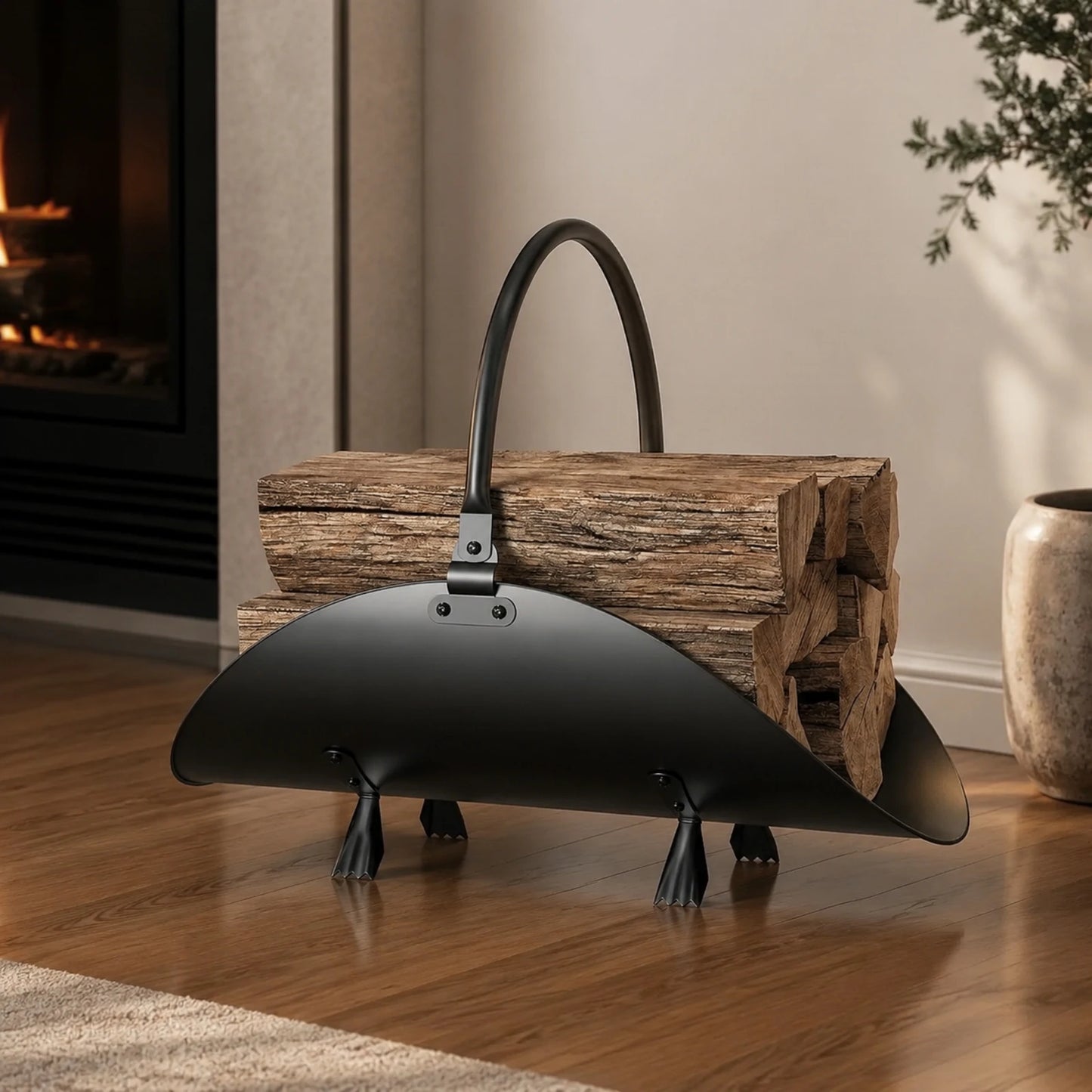 Firewood Rack with Handle Portable Log Cradle with Handle Fireplace Log Holder Metal Firewood Rack with Handles Heavy Duty
