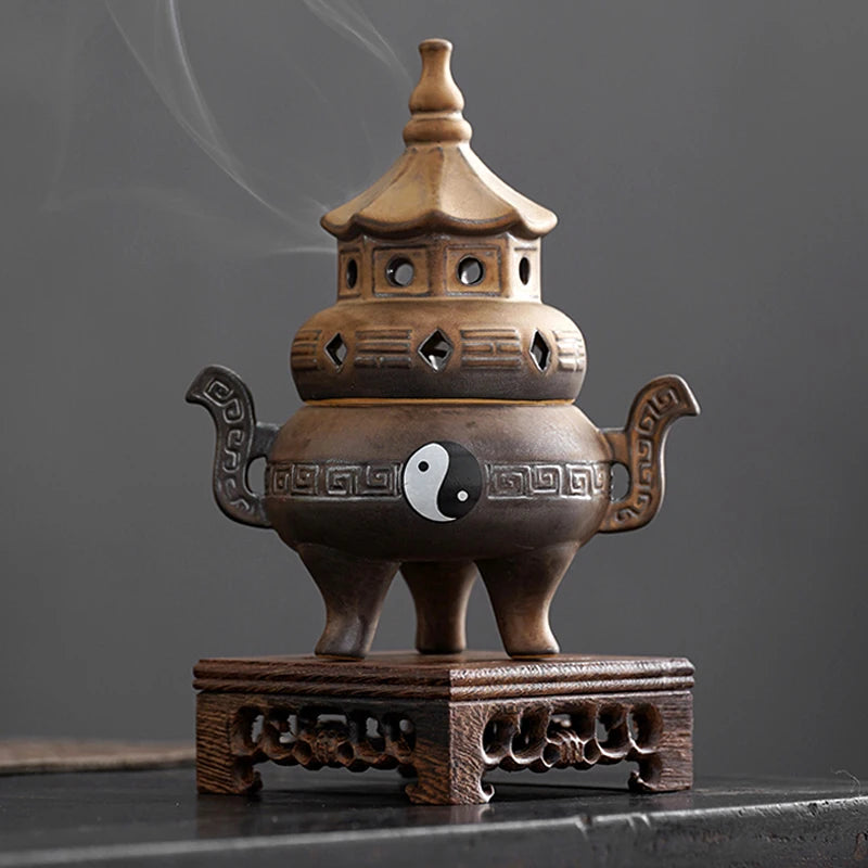 Tall Tai Chi Eight Trigu Stove Living Room Decoration Creative Home Indoor Plate Incense Burner Ceramic Incense Burner