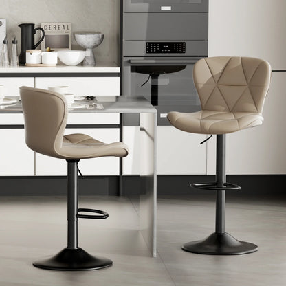 2 PCS Bar Stools, 360° Swivel Faux Leather Upholstery, Adjustable Counter Height, For Bars, Kitchens, Restaurants Furniture