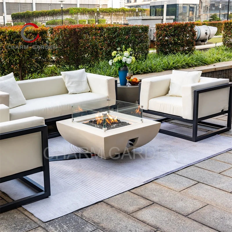 Luxury Rectangle Garden Fireplace Propane Gas Fire Pit GRC Patio Heaters