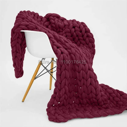 Grey Soft Knitted Blanket Winter Thick Sofa Throw Large Yarn Roving Blanket Chunky Handmade Weight Blankets Nordic Home Decor
