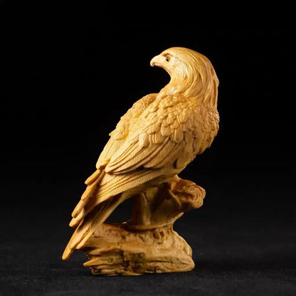Yellow Poplar Wood Carving Eagle Ornaments Big Show Grand Plan Hand Piece Opening Home Decoration Housewarming Gift