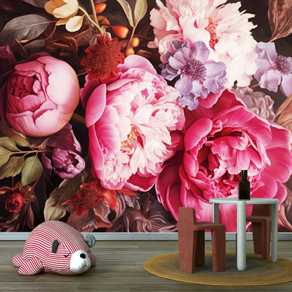 20+ Girly Wallpaper for Living Room Natural Floral Pink Rose Background, Self Adhesive Optional, Walls Art Bed Home Decor Mural