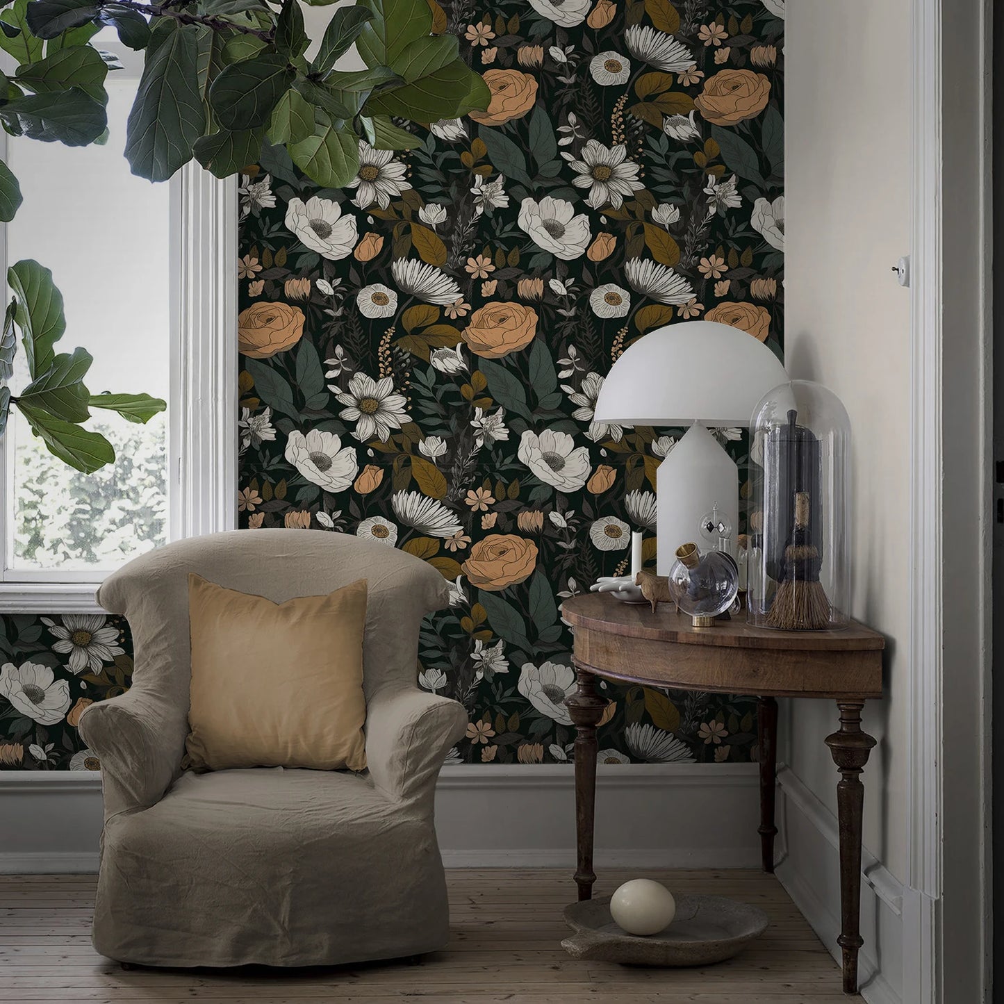 Floral Texture Frosted Wallpaper Bedroom Living Room Wall Decoration Self-Adhesive Wall Stickers Waterproof Moisture-Proof
