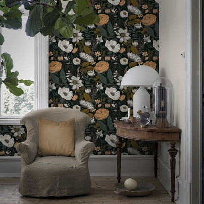 Floral Texture Frosted Wallpaper Bedroom Living Room Wall Decoration Self-Adhesive Wall Stickers Waterproof Moisture-Proof
