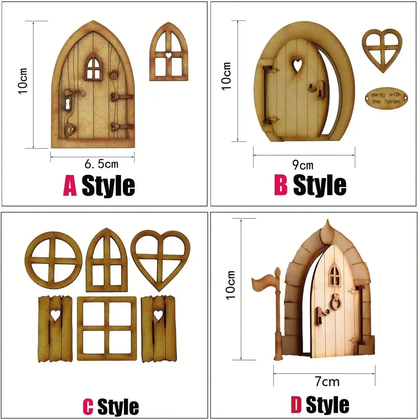 1 Pack Wooden Fairy Garden Door Blank Door Unfinished Elf Window Fairy House Door   Windows Ornaments Tree Statues for Tree Tr
