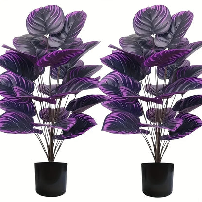 2-Piece Set Of Artificial Violet Plants, 29.52 Inches Tall, 18 Leaves, High-Quality Indoor/Outdoor Decoration, Perfect For