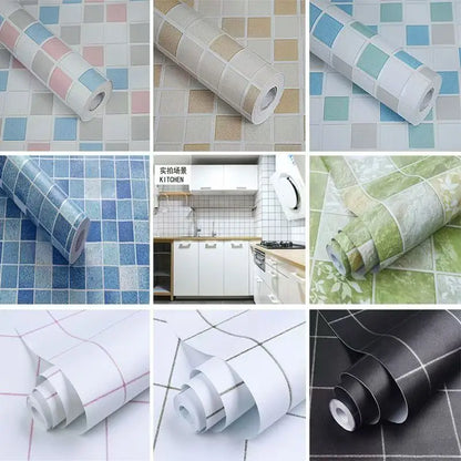 45CM self-adhesive wallpaper DIY grid background wall self-adhesive retro style home decor bedroom living room background wall