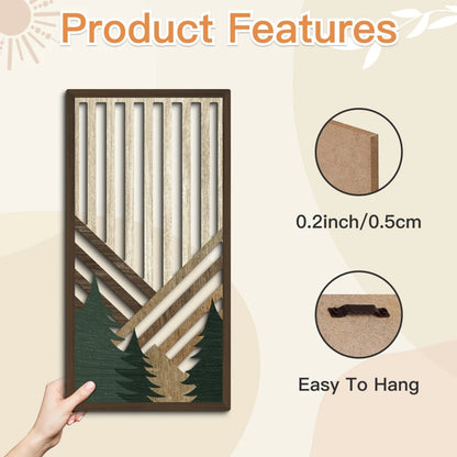 3pcs 2D Flat Retro Wood Art Wall Decoration Pine Sun Elements Home style Living Room Bedroom Office Large mural Easy To Install