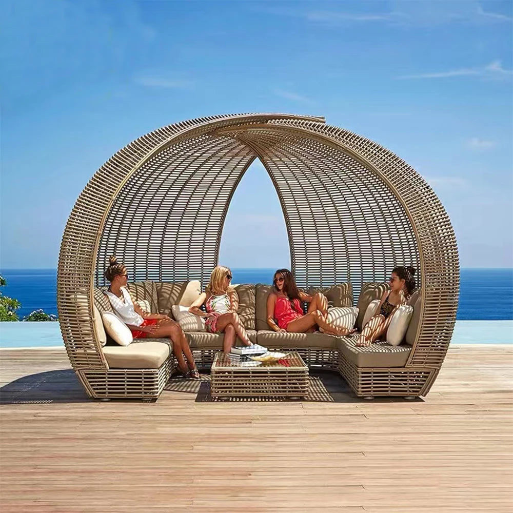 Hot Outdoor Custom Luxury Leisure Rattan Recliner Villa Garden Design Waterproof Outdoor Bird Nest Recliner