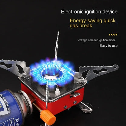 Outdoor Mini Square Portable Folding Gas Stove Ultra-Light Camping Cassette Cooker Travel Hiking Equipment