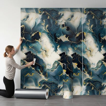 Waterproof and Antifouling Wall Sticker Self-adhesive Wallpaper 1 Roll Thick Foam Marble Wallpaper for Bedroom and Living Room