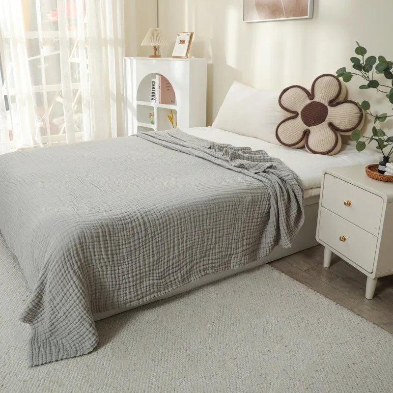 100% Cotton Blanket for Bed Soft Muslin Bed Blankets, Lightweight Breathable Bedspread Coverlet All Season Gauze Throw Blanket