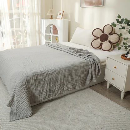 100% Cotton Blanket for Bed Soft Muslin Bed Blankets, Lightweight Breathable Bedspread Coverlet All Season Gauze Throw Blanket