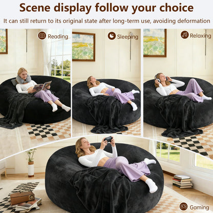 100CM×100CM×60CM, adult beanbag chair with padded beanbag inside, memory foam chair, soft flannel washable cover, ideal reading seat for bedrooms and dorms.