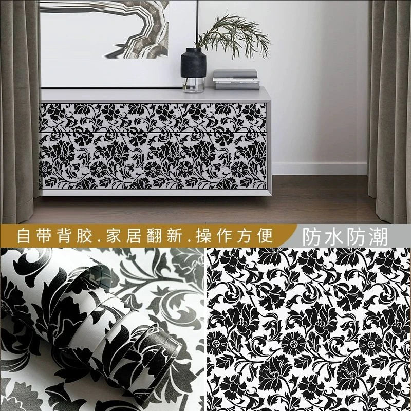 45CM self-adhesive wallpaper DIY grid background wall self-adhesive retro style home decor bedroom living room background wall