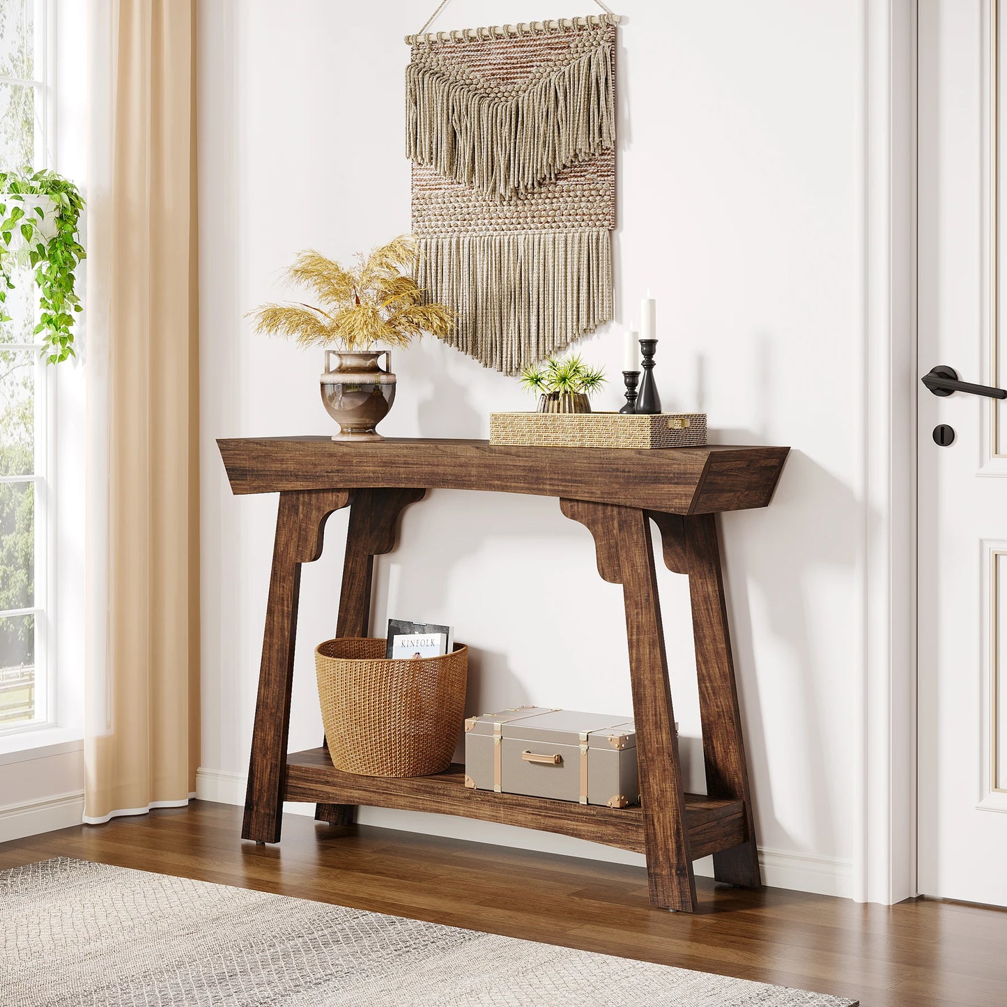 Tribesigns 41.3" Wood Console Table, 2-Tier Entryway Table with Storage Shelf, Farmhouse Narrow Sofa Table Behind Couch