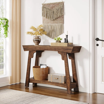 Tribesigns 41.3" Wood Console Table, 2-Tier Entryway Table with Storage Shelf, Farmhouse Narrow Sofa Table Behind Couch