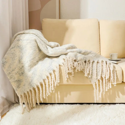 Ins Colorful Sofa Blanket with Tassels 130X190Cm Multifunctional Shawl Blankets for Office Soft Bed End Towel of Homestay Hotel
