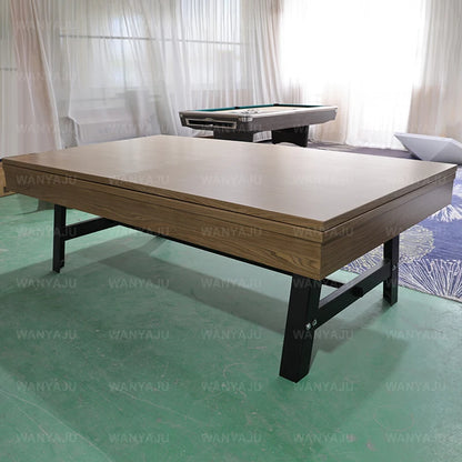 Modern Life Design Solid Wood Rustic Dining Top Pool Table with Benches and Wood Legs for Indoor Pool Table Sports Game
