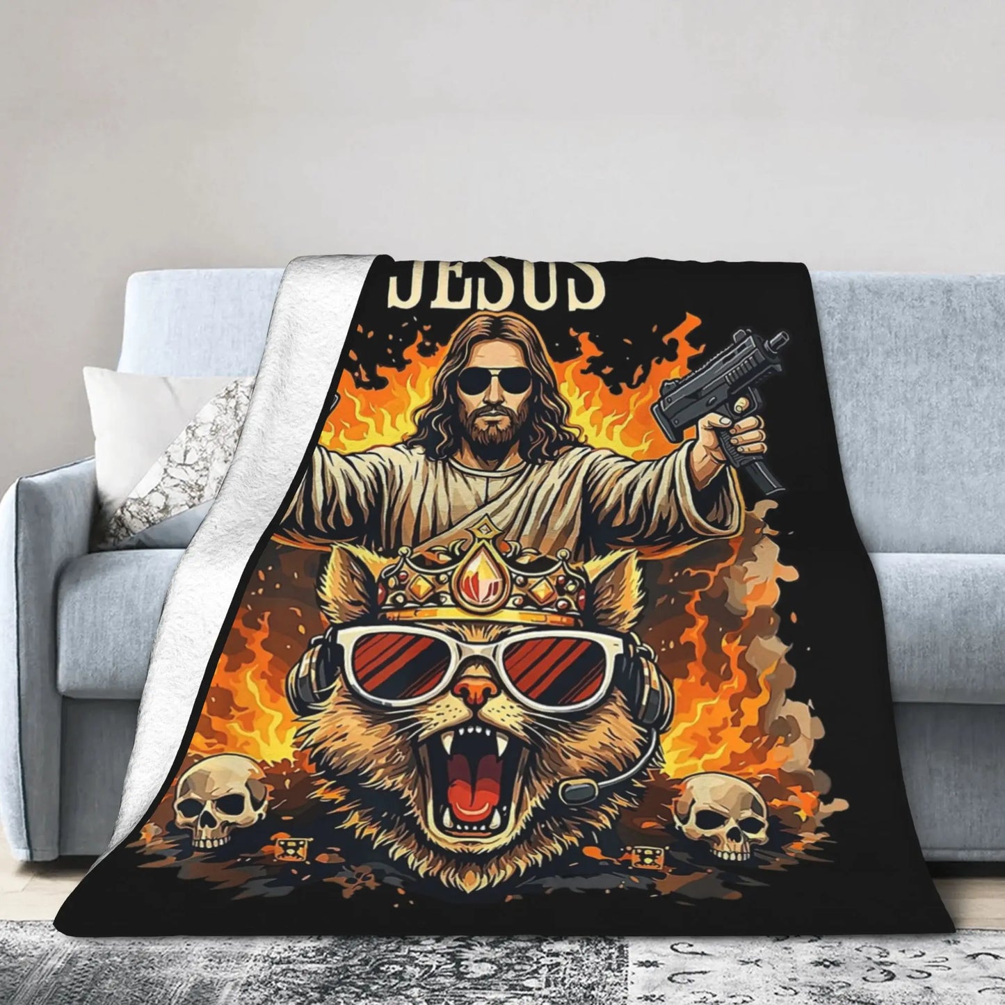 Don't Gaslight Me Jesus Blanket Flannel Dungeon Crawler Carls Lightweight Thin Throw Blankets for Bedding Bedroom Bedding Throws