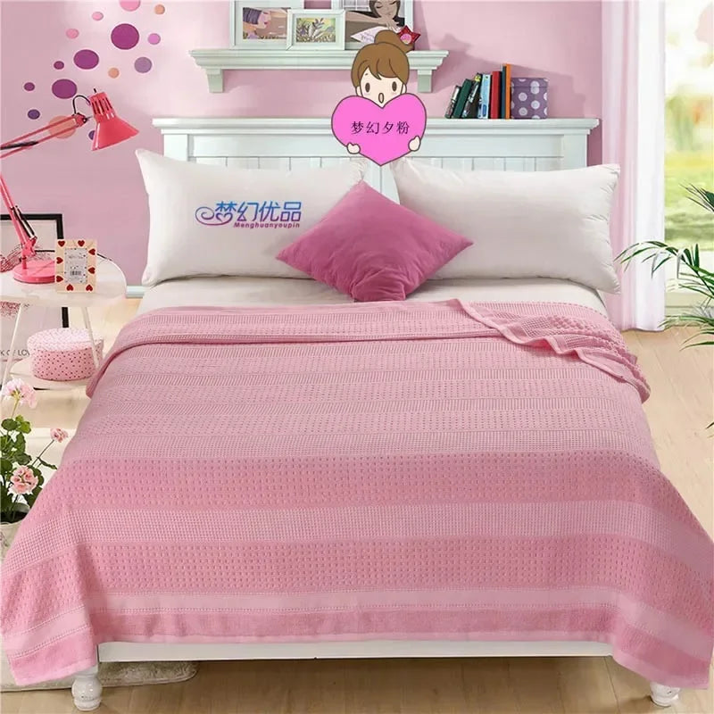 Jacquard Cotton Towel Thread Blanket for Adults Kids Soft Breathable Bedspread Bedclothes Summer Throw Blankets on Sofa/Bed