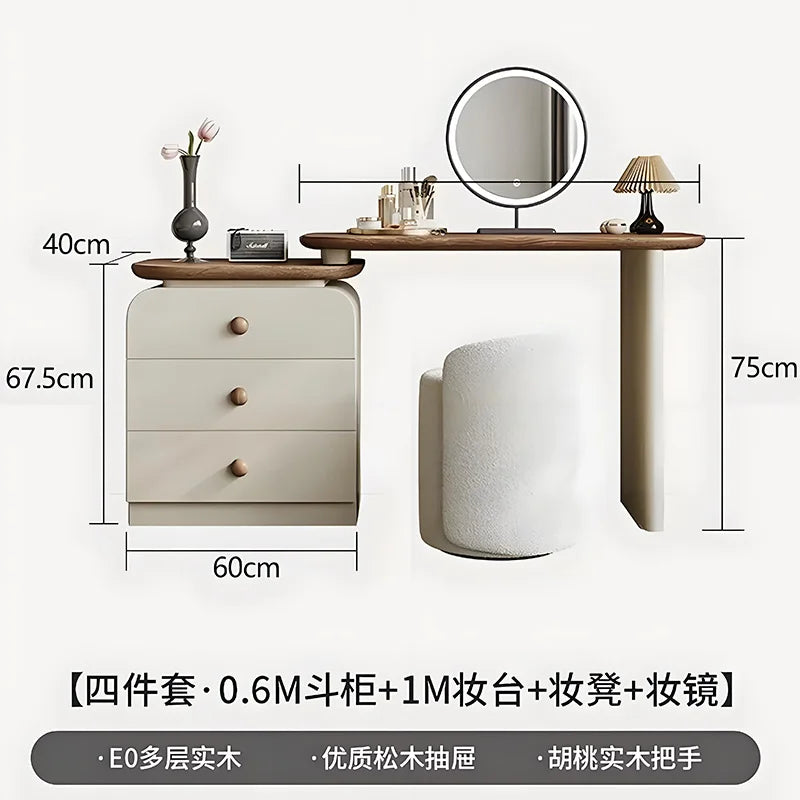 Adjustable Rustic Dressing Table Apartment Drawer Solid Wood Dressing Table Stool Drawer Penteadeira De Maquiagem Home Furniture