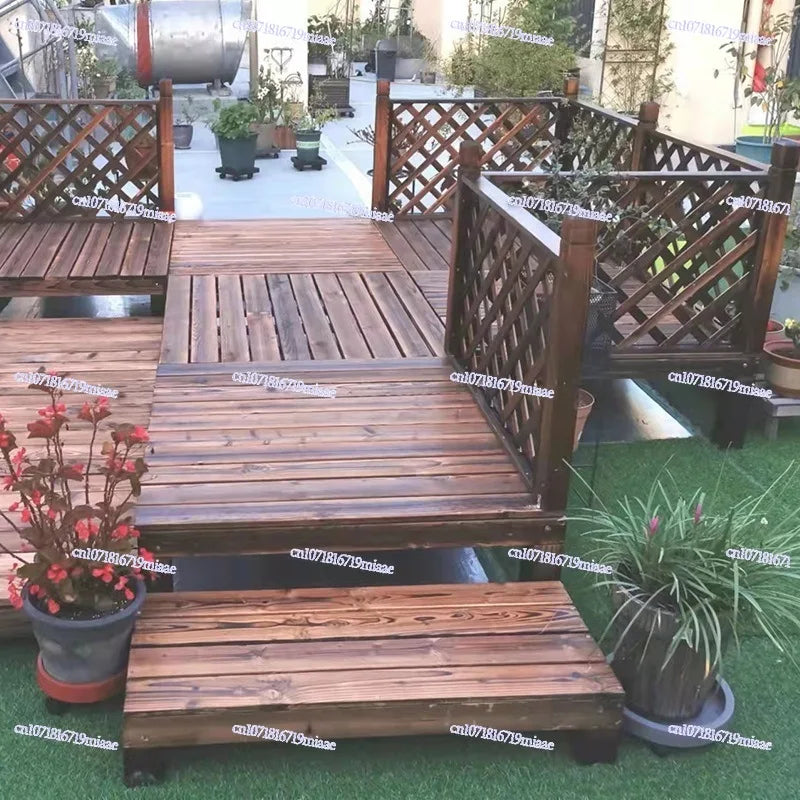 Make Outdoor Anti-corrosive Wood Floor Terrace Garden Courtyard Floor Carbonized Wood Board Waterproof Balcony Outdoor Steps