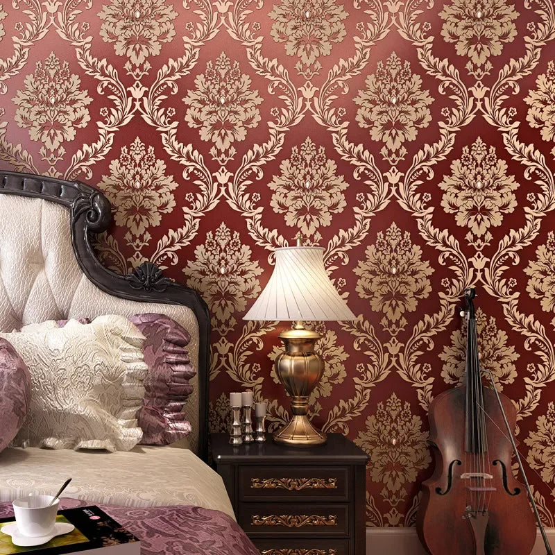European Style Non-woven Wallpaper Bedroom Living Room Sofa TV Background Wall 3D Embossed Wallpaper