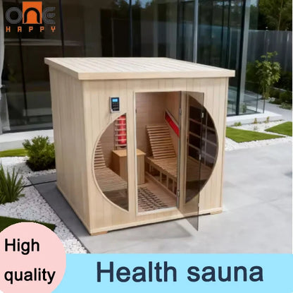 Outdoor Sauna Rest Area Solid Wooden House Prefabricated Natural Cedar Square Sauna Room For Home Garden Relax Space