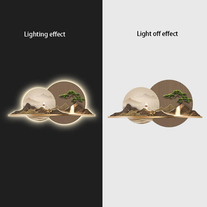 Light Luxury Living Room Painting New Led Light Mural Room Decoration Wall Lamp Living Room Home Interior Art Mural Accessories