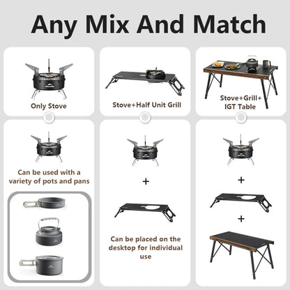 Naturehike IGT Burner Camping Outdoor Portable Gas Stove Kitchen Ultralight IGT Table Grill BBQ Cookware Three-Head Gas Burner