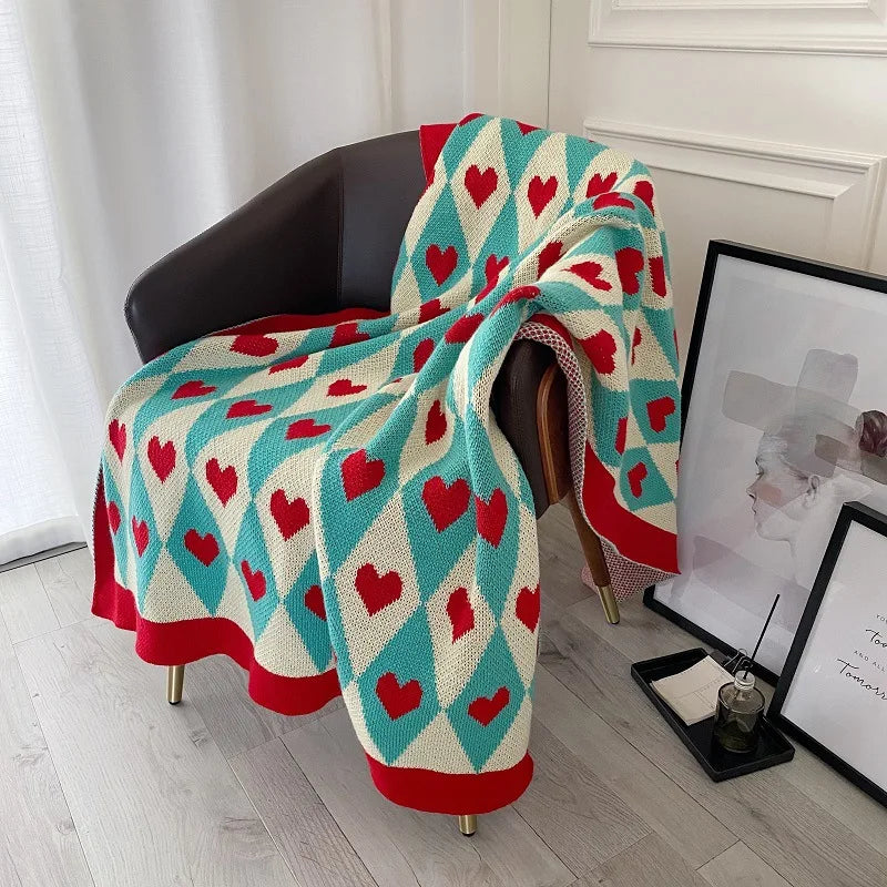 Luxury Sofa Throw Blanket for Women Summer Fall Cute Love Shawl Blanket Home Office Nap Blanket Living Room Feel Bed End Cover