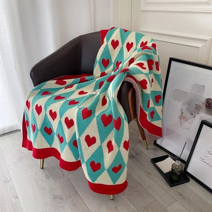 Luxury Sofa Throw Blanket for Women Summer Fall Cute Love Shawl Blanket Home Office Nap Blanket Living Room Feel Bed End Cover