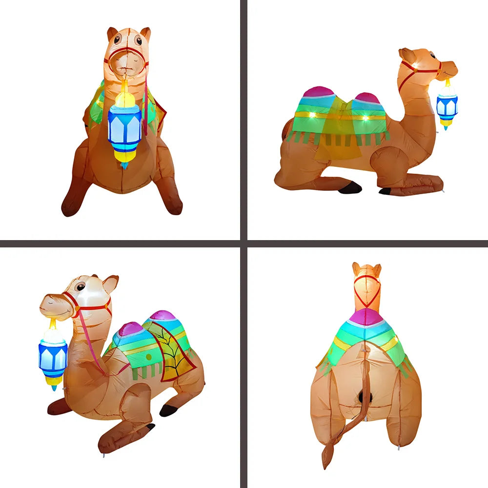 2026 EID Ramadan Decoration Inflatable Camel Outdoor Garden Sculpture Decoration LED Light Eid Mubarak Inflatables Yard