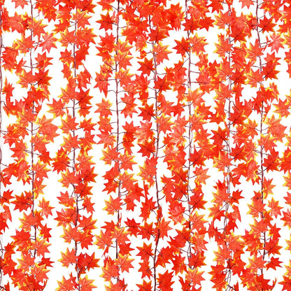 12pcs Artificial Maple Garland Hanging Vines Ivy Autumn Decor Thanksgiving Home Wedding Party Garden Fireplace Christmas Decor