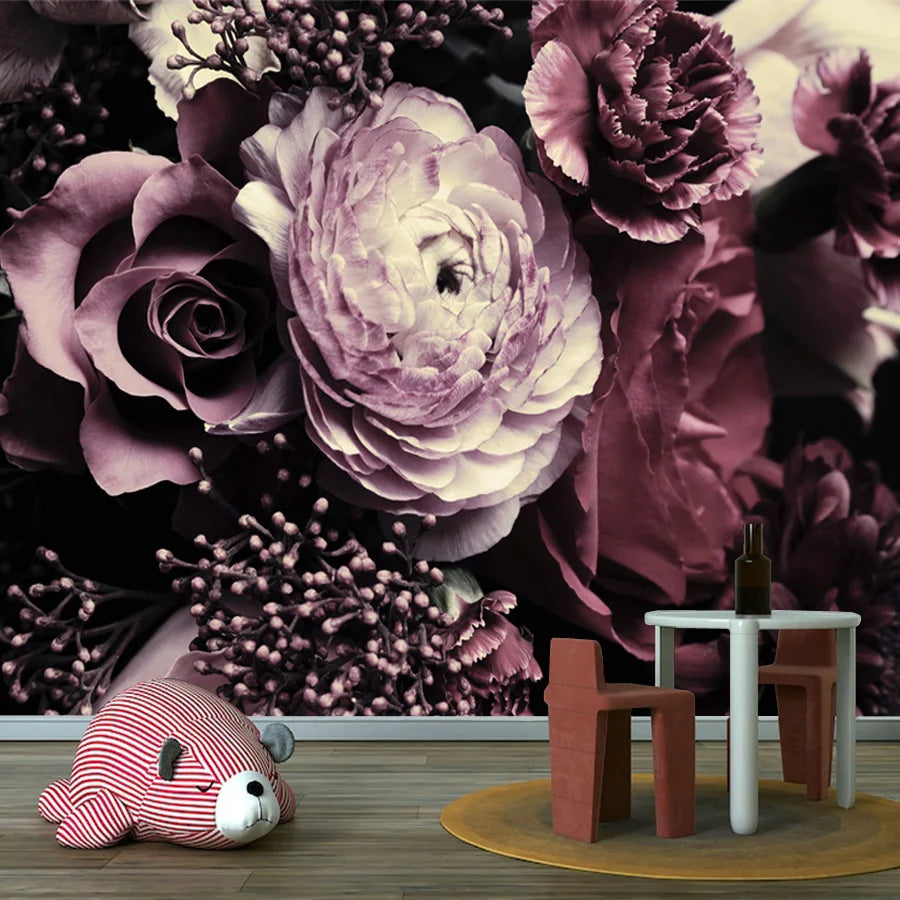 20+ Girly Wallpaper for Living Room Natural Floral Pink Rose Background, Self Adhesive Optional, Walls Art Bed Home Decor Mural